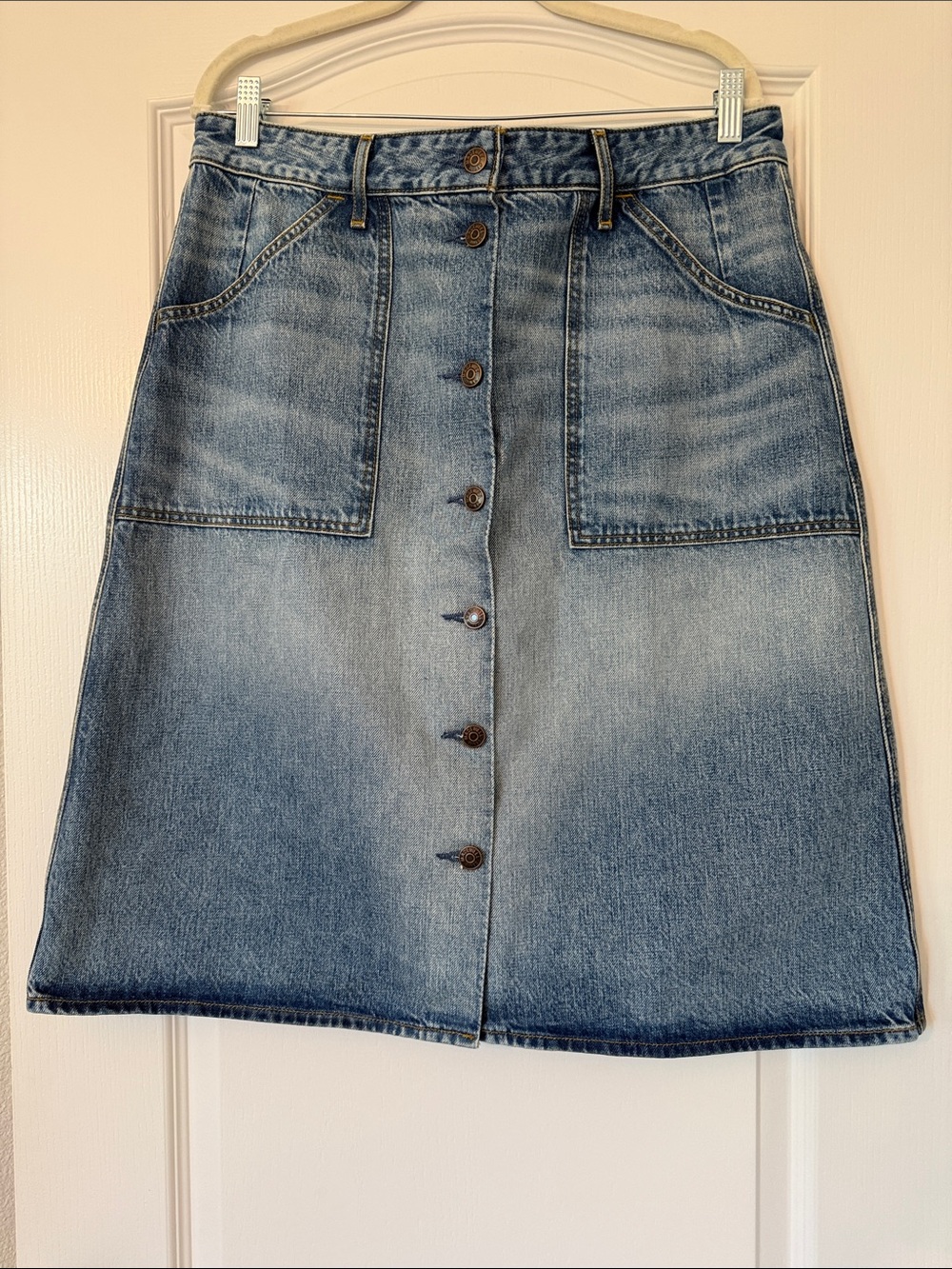 Alexa Chung X Madewell Button-Front A-Line Denim Skirt